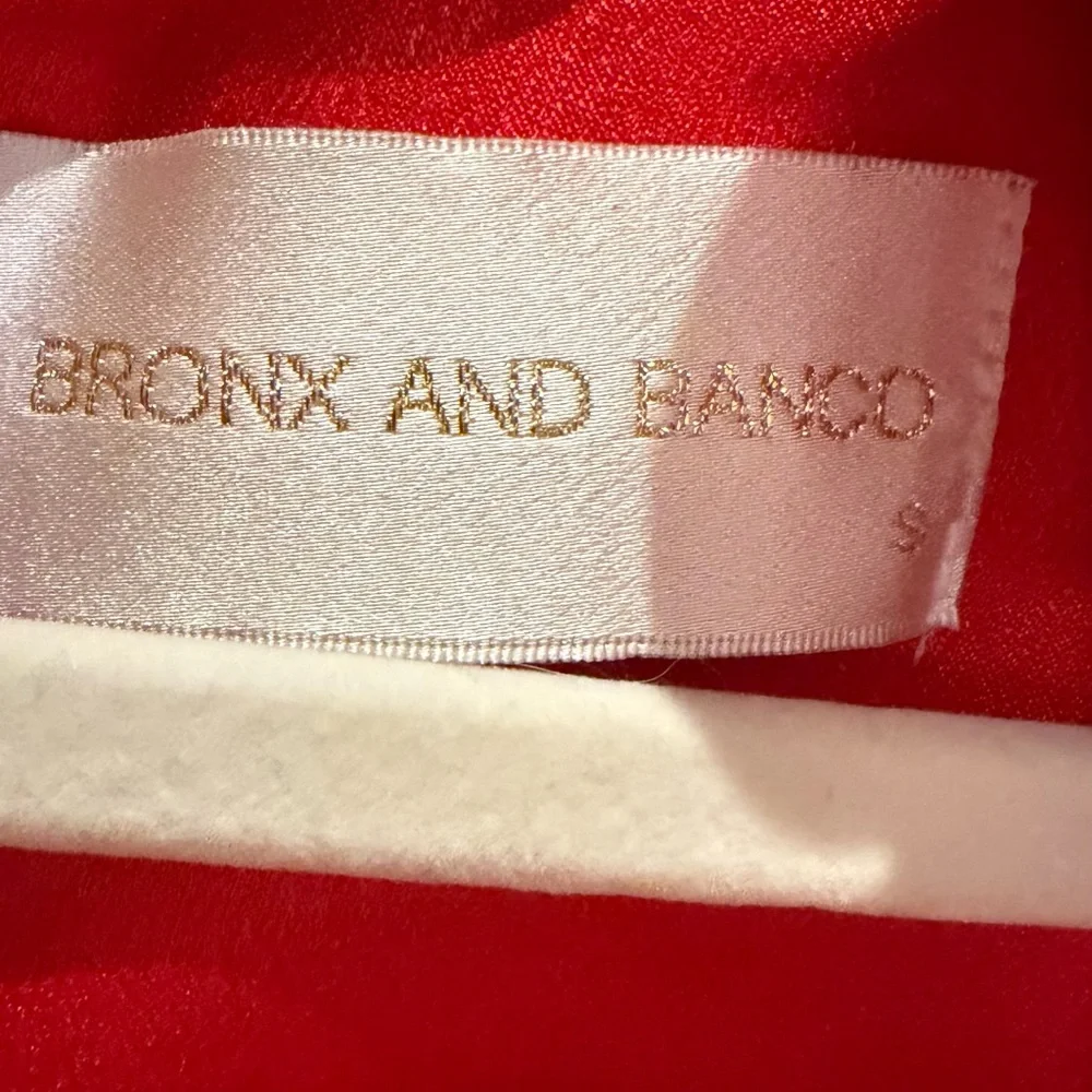 Bronx and Banco Red Floral Appliqué Deep V Mini Dress-RRP$895